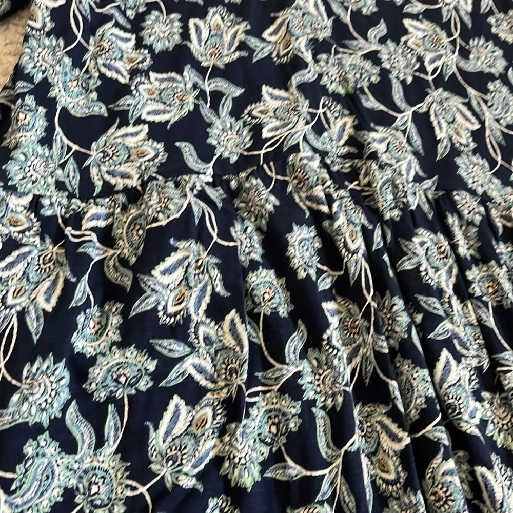 J. Jill Midnight Blue and Ivory Floral Midi Dress - Picture 6 of 7